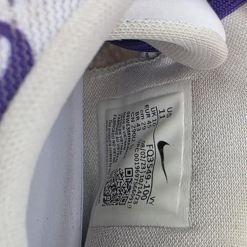 Nike Kobe 8 Protro Shoes Mens 11 White Court Purple Numbers Basketball Sneakers